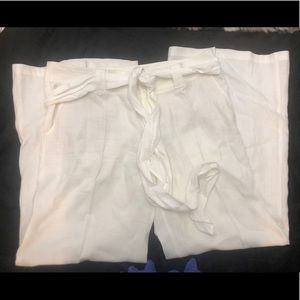 100% linen wide leg pants